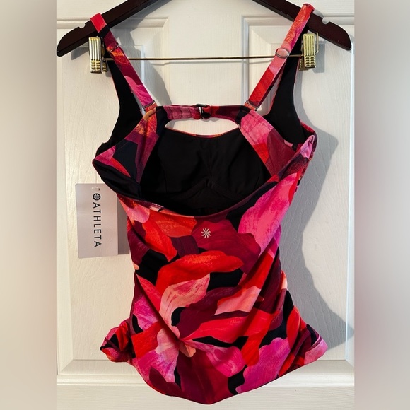 NWT ATHLETA Square Neck Tankini 32 B/C Liana Floral Mauve Swim Top #657740 $84 - Picture 5 of 14